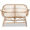 Baxton Studio Jayden Modern Bohemian White Fabric Upholstered and Natural Brown Finished Rattan Loveseat 205-12694 - alternate 3